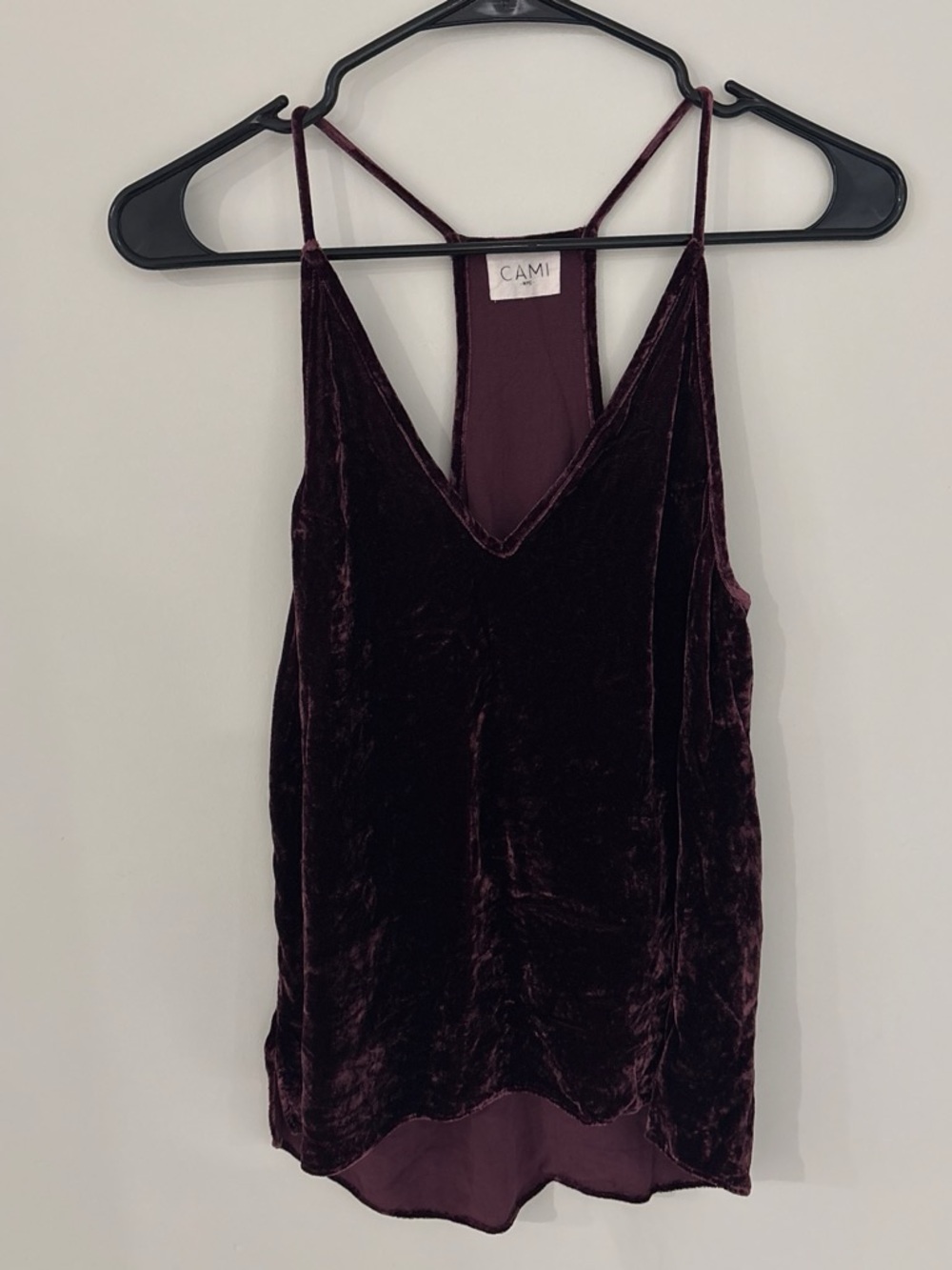 Cami NYC Velvet V-Neck Cami in Deep Burgundy